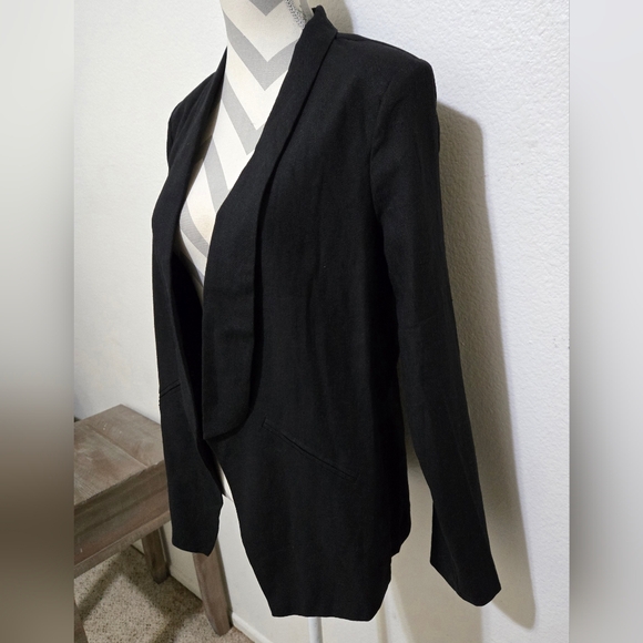 LULUS Miss Punctuality Lightweight Linen Blend Blazer In Black Size Large - Picture 4 of 12